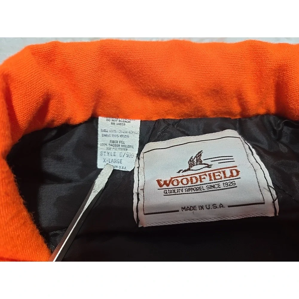 Woodfield Blaze Orange XL Hunting‎ Coat Quilt Lined Jacket Made USA Distressed